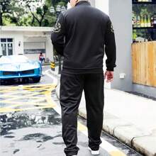 Men's Casual Zipper Sportswear Set, Suitable For Spring/Autumn - Black - View 5