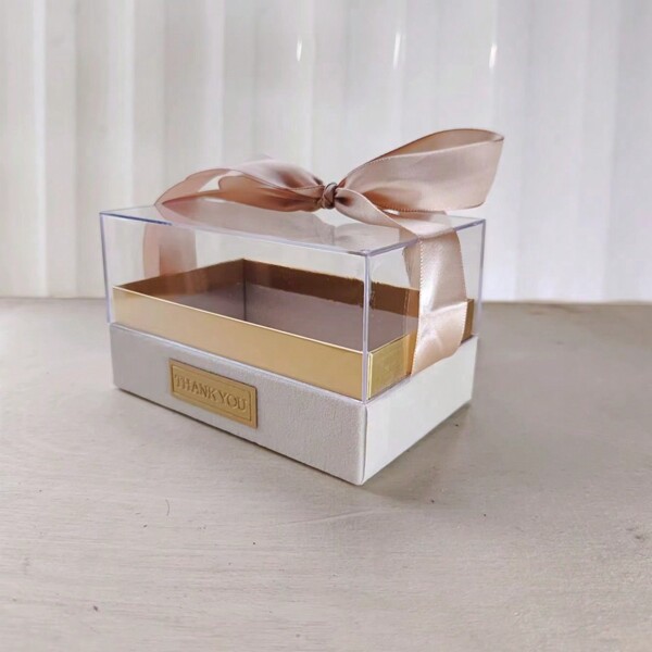 Caixa De Favor Claro De Acrílico Com Laço Para Casamento, Estilo De Textura Moderna, Quadrada, Para Dia Dos Namorados, Aniversário, Formatura, Natal, Dia Das Mães, Tamanho Médio