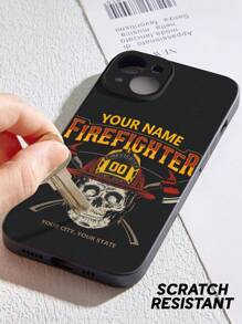 1 个定制名称和文字消防员手机壳，个性化消防员 iPhone 手机壳，消防员骷髅头盔手机壳，iPhone 系列，适用于 iPhone Pro/Pro Max/X/XR/XS/XS Mini/Max 的手机壳，TPU iPhone 手机壳，送给消防员的有意义的礼物，适合送给朋友，非常适合情人节、生日和周年纪念日 - 黑色 - 查看 3
