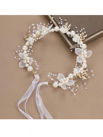 Diadema con corona de flores para niños, súper diadema con aro de princesa estilo "Mori", tocado de flores para niñas para fiestas de cumpleaños, actuaciones y espectáculos