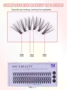 60 rosas de fusión en caliente autoadhesivas de piel artificial mezcladas largas en una caja para uso diario o fiesta,pestañas pestans extensiones de pestañas - Negro - Ver 3