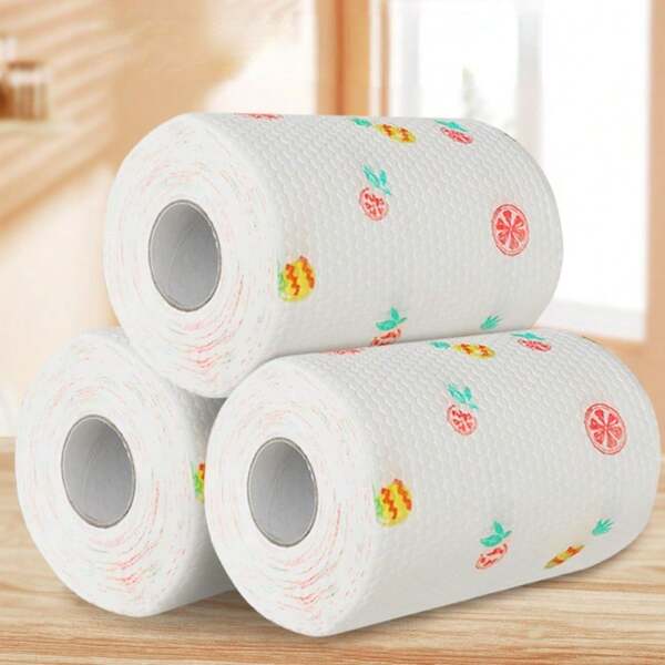 100 Stück/Rolle Schlaffe Spültuch Reinigungszubehör Küchenpapier Einweg-Geschirrtuch Haushalt (Muster zufällig)