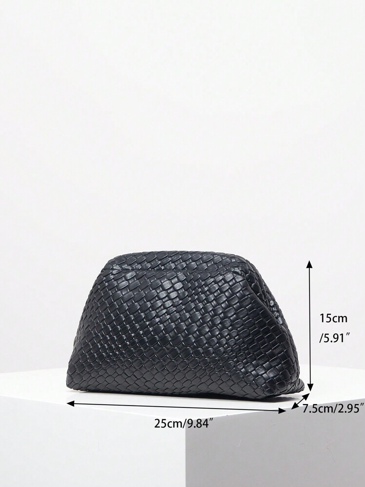Vintage Woven Clutch Bag, Casual Envelope Bag, Simple And Versatile Commuter Bag (Random Pattern) - Black - View 3