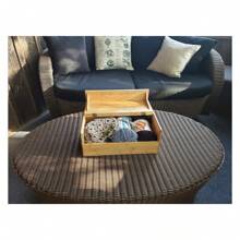 Natural Bamboo Wood Storage Box | Large Bread Box | Kitchen Countertop Organizer | Hinged Lid With Handle - Multicolor - View 8