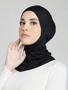 3 pièces Ensemble femme à la mode de couleur unie, comprenant une couvre-menton élastique, une calotte hijab pratique et un foulard pour s'envelopper la tête, convenant pour un port quotidien avec une robe abaya comme base. Voile de femme respirant sous la calotte