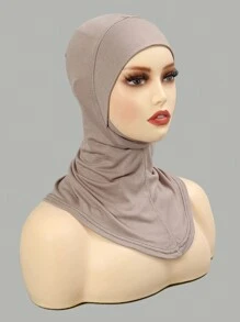 3 pièces Ensemble femme à la mode de couleur unie, comprenant une couvre-menton élastique, une calotte hijab pratique et un foulard pour s'envelopper la tête, convenant pour un port quotidien avec une robe abaya comme base. Voile de femme respirant sous la calotte