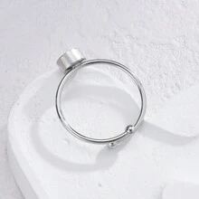 1 Miếng Đúng mốt Thép không gỉ Chữ số La mã & Đồ trang trí Rhinestone Mở Nhẫn Thích hợp Đối với Của phụ nữ Mặc hàng ngày - Bạc - Xem 3