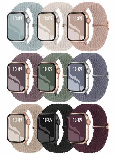 4Pcs/Set Braided Stretchy Solo Loop Compatible With 38mm 40mm 41mm 42mm 44mm 45mm 46mm 49mm For Women Men,Colorful And Versatile Nylon Elastic Straps Wristbands Compatible With Apple Watch Ultra 2 Series SE 11 10 9 8 7 6 5 4 3 2 1 As A Gift For Students Returning To School