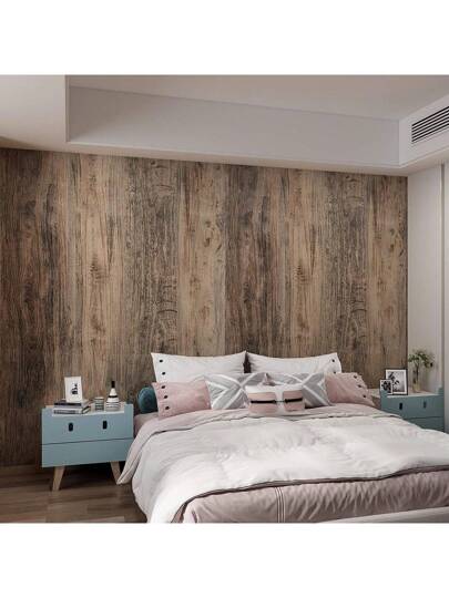 Roll Of 10m Grijs Wood Grain Self Adhesive Wallpaper Bruin DIY Waterproof Oil Proof Stickers Kitchen Easy To Take Care Removable Contact Paper Cabinets Tafel Tops Cabinet Doors Furniture Renovation Bedroom Living Room view 6