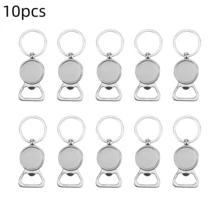 1pc/10pcs Metal Bottle Opener Blank Keychain Keyring Heat Transfer Sublimation DIY Keychain With Father\ Day Gift - Silver - View 15