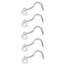 5 Stücke Nasenstecker-set Aus 316l Edelstahl Mit Cut Out Herz Für Frauen Und Mädchen, Hypoallergener Nasenstift Mit Schraube Für Den Körper, Piercingschmuck, Geeignet Für Das Tägliche Tragen Auf Partys