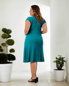 Women Dresses - Teal Blue - View 2