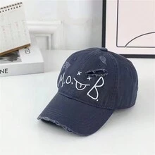 個性化霧面字母刺繡洗水棉針織棒球帽，戶外運動旅行防曬帽，日式風格時尚女士棒球帽 - 彩色 - 查看 4