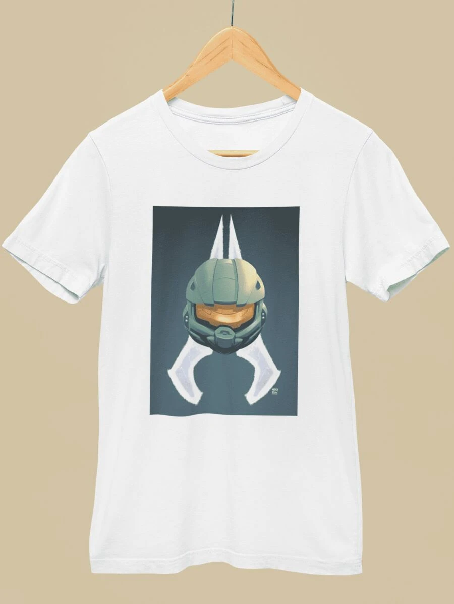 Animated T-Shirt Halo Master Chief Video Game COSMIC FASHION - 白色 - 查看 1
