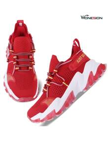 Valentine's Day Women Walking Lacce Up Shoes Festival Gift Fashion Tennis Running Travel Outdoor Casual Sporty Sneakers - Đỏ - Xem 2