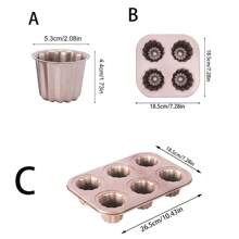 1pc Golden Non-Stick Carbon Steel Madeleine Cake Mold, Single Cup / 4-Cup / 6-Cup Options, Oven Baking Mould