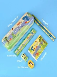 7 件卡通儿童文具礼品套装、创意学习用品铅笔盒、学校生日礼物、儿童活动包、儿童礼品套装、趣味文具 - 彩色 - 查看 2