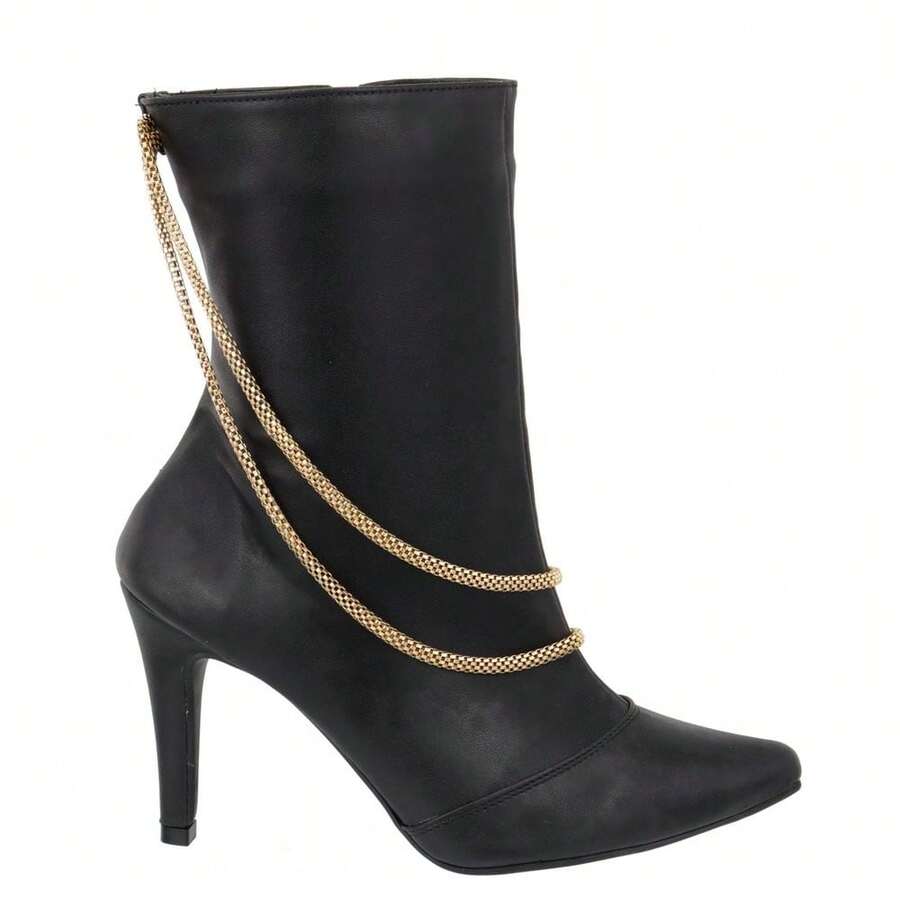 Women Mid-Calf Boots - 黑色 - 查看 1