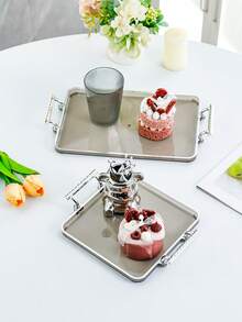 1pc Tea Tray Luxury High-End 2023 New Design Cup Water Cup Rectangular Tray Home Beauty Salon Living Room Tea Table - Grey - View 3