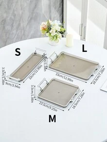 1pc Tea Tray Luxury High-End 2023 New Design Cup Water Cup Rectangular Tray Home Beauty Salon Living Room Tea Table - Grey - View 2