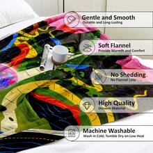 抽象畫印花珊瑚絨抱毯，柔軟保暖，禮品選項，適用於沙發、臥室、家庭、床上，日常家居使用 - 彩色 - 查看 3