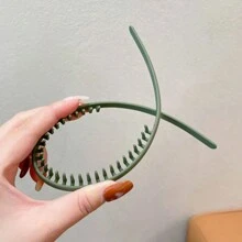 Băng đô sóng màu trơn cho phụ nữ Lược chải tóc chống trượt có răng Phụ kiện tóc Rửa mặt cho bé gái Băng đô thể thao Băng đô khăn xếp ngày lễ tình nhân Băng đô thấm mồ hôi - băng đô gợn sóng - Xem 5