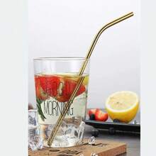 11/8Pcs Stainless Steel Reusable Straws Set With 2 Brushes And  Portable Pouch, Suitable For Restaurants, Bars, Home, Etc. - Multicolor - View 1