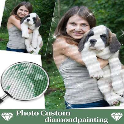 HuaCan 1pc Full Square Photo Custom Diamond Painting Home Decor Handmade Gift DIY Diamond Mosaic Kits Rhinestone Pictures Ornamental,Adhesive Exquisite,Stylish,Fashionable,Modern Custom,Personalized,Unique Ideal Gifts For Him Her,Boyfriend,Girlfriend,Dad,Mom,Family,Friends,Pets For Anniversaries,For Valentine's Day,For Mother's Day,For Birthdays,For Day,For Father's Day,For Graduation,For Weddings,For Housewarming Dining Room,Living Room,Bedroom,Office,Tea Room,Home