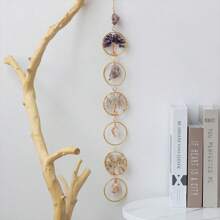 1 pieza Atrapasueños de cristal de 7 chakras, Colgante de pared del Árbol de la Vida de 6 chakras, Sanadores de cristal y gemas Reiki, Colgante para yoga y meditación, decoración para ventanas del hogar, piedras naturales en bruto, decoración del hogar, decoración de habitación, decoración de pared