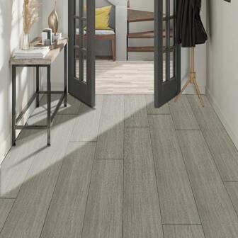 1 Roll Gray Wood Grain Adhesive Floor Tiles, Waterproof And Oil Resistant Vinyl Flooring, Peelable And Stickable, Kitchen, Bathroom, Living Room Floor Tiles