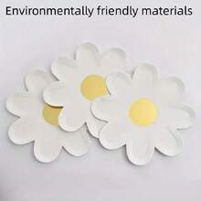 10入組 - 環保黃色雛菊造型紙盤 - 生日派對、野餐必備！ - 白色 - 查看 3