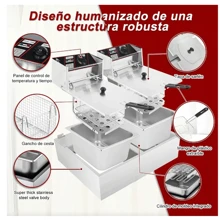 Automatic Electric Oil Fryer 12L Large Capacity Stainless Steel - Silver - View 3