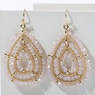 1 Paar handgefertigte Ohrringe mit Glasperlen in Tropfen- und Rundform, im vintage-böhmischen Stil, Farboptionen (grau, schwarz, grün, rosa, weiß, orange, lila, champagner), hochwertige Qualität, geeignet für den täglichen Gebrauch, Urlaub, Partys, als Geschenk