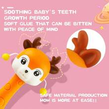 1 件婴儿鹿形硅胶出牙摇铃玩具，适合日常使用，适合 0-3-12 个月，适合圣诞节 - 淺棕色 - 查看 6
