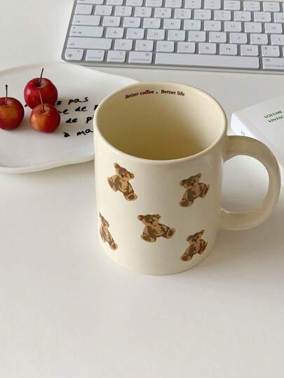 1pc Cartoon Bear Ceramic Mug Back To School