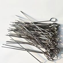 10 pièces Brochettes de barbecue en acier inoxydable de 20cm, pour friteuse à air, four, poêle, barbecue, pique-nique, camping, jardin, patio, extérieur, vacances, fêtes, décoration d'extérieur de jardin.