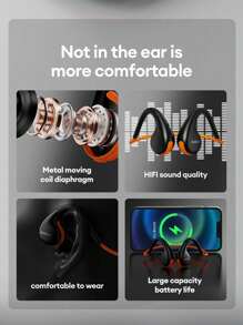 Lenovo 联想 X7 蓝牙耳机，防噪音，骨传导，耳挂式设计，开放式，适合运动、跑步、骑行，超长电池寿命，低延迟，立体声，无线，兼容智能手机（，） - 灰色 - 查看 10