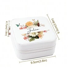 1 Miếng Cá nhân hóa Hộp đồ trang sức Có gương , Tên viết tắt , Phong tục Tên Da giả Hình vuông Hộp đồ trang sức Qủa tặng , Du lịch Da Hộp Nhẫn , Tùy chỉnh Hộp thu nạp trang sức , Của phụ nữ Ngày lễ Mẹ Qủa tặng , Bạn , Mẹ , Bà , Bạn gái Qủa tặng - Trắng - Xem 2