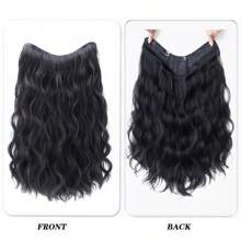 Women V-Shaped Hair Extension With Synthetic Fiber Water Ripple Texture High Temperature Hairpiece Clip, Halloween - Black-brown - View 5