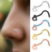 5 Stücke Nasenstecker-set Aus 316l Edelstahl Mit Cut Out Herz Für Frauen Und Mädchen, Hypoallergener Nasenstift Mit Schraube Für Den Körper, Piercingschmuck, Geeignet Für Das Tägliche Tragen Auf Partys