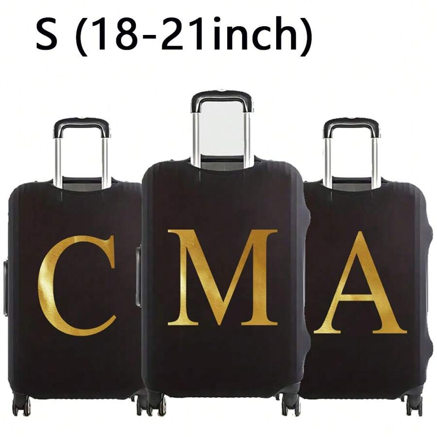 Printed Letter Travel Luggage Dustproof Protective Cover, Anti-Scratch Suitcase Protection Cover Fits 18-32 Inch Carry-On Luggage Accessories Luggage Covers Suitcase Protective Cover For Holiday For Vacation  Travel Essentials Travel Accessories Bag For School School Accessories School Stuff - Black - View 1