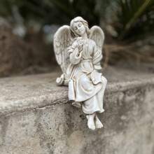 1pc Resin Angel Ornament For Decorating Garden, Home And Yard - White - View 5