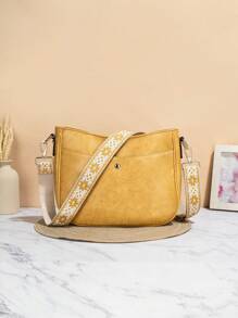 Bolso tipo cubo retro para mujeres, bolso cruzado con correa, bolso hobo con correa de guitarra y correas de bolso bordadas anchas para mujeres, ¡perfecto para bolsos cruzados, bolsas de gimnasio, bolsas y más!