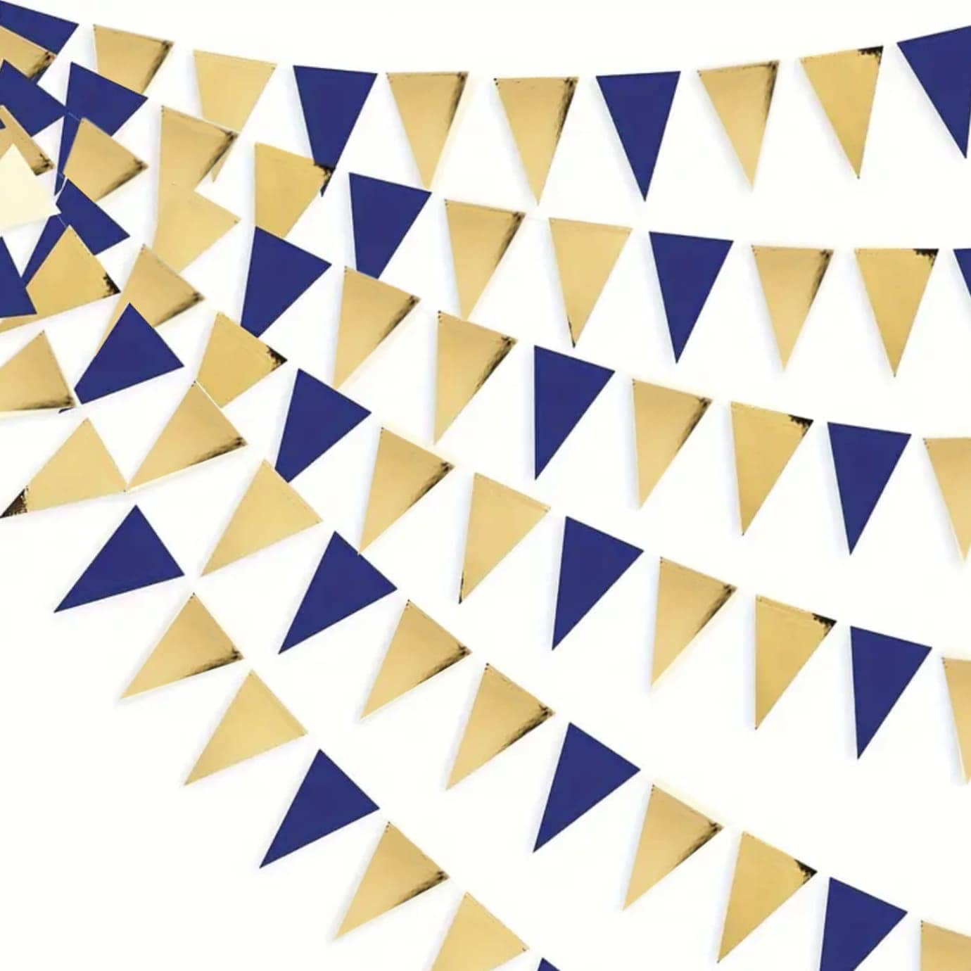 1pc Navy Blue Gold And Beige Party Decorations Royal Blue Gold Triangle Flag Pennant Banner Bunting For Graduation Birthday Wedding Shower Nautical Party Decorations Supplies