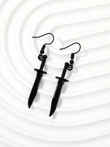 1 Pair Creative And Unique Dagger Earrings, Men\ Earrings - Black - View 4