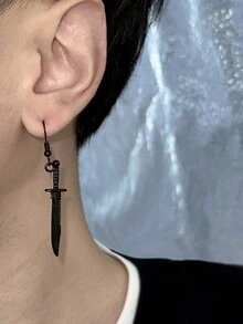 1 Pair Creative And Unique Dagger Earrings, Men\ Earrings - Black - View 1