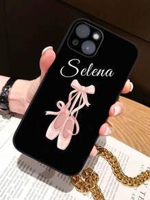 1 pieza Funda de teléfono personalizada con nombre, Funda de teléfono móvil personalizada con zapatos de ballet rosa, Funda de teléfono personalizada para bailarina, Funda de teléfono TPU, Protección antichoque para su teléfono, Serie de teléfonos, Funda para Phone Pro/Pro Max/X/XR/XS/XS Mini/Max, Regalo único para ella, Regalo de cumpleaños, Novia, Amante, Esposa, Amigos, Ideal para bailarina
