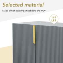 Nestfair Modern Elegant 4-Door Sideboard Gold Metal Handle Buffet Cabinet - Xám - Xem 5