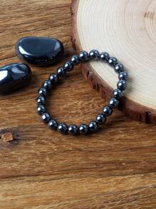 Pulsera de cuentas de pirita de energía original, pulsera de piedra de hematita natural para hombres, pulsera de bola de piedra de hematita y pirita, pulsera de cuidado de la salud y adelgazamiento, pulsera de piedra natural de hematita para hombres y mujeres, pulsera de bolas sin imán, pulsera de energía, chakra y yoga, nueva pulsera clásica de ónix negro de obsidiana natural para hombres, pulsera de piedra natural de ónix negro brillante hecha a mano, joyería de yoga y meditación al por mayor