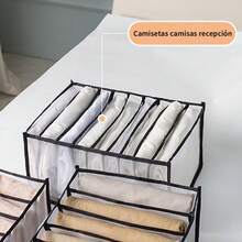 9 rejillas Organizador de ropa multifuncional para guardarropa de vaqueros, ahorro de espacio, malla de nailon - Blanco - Ver 5